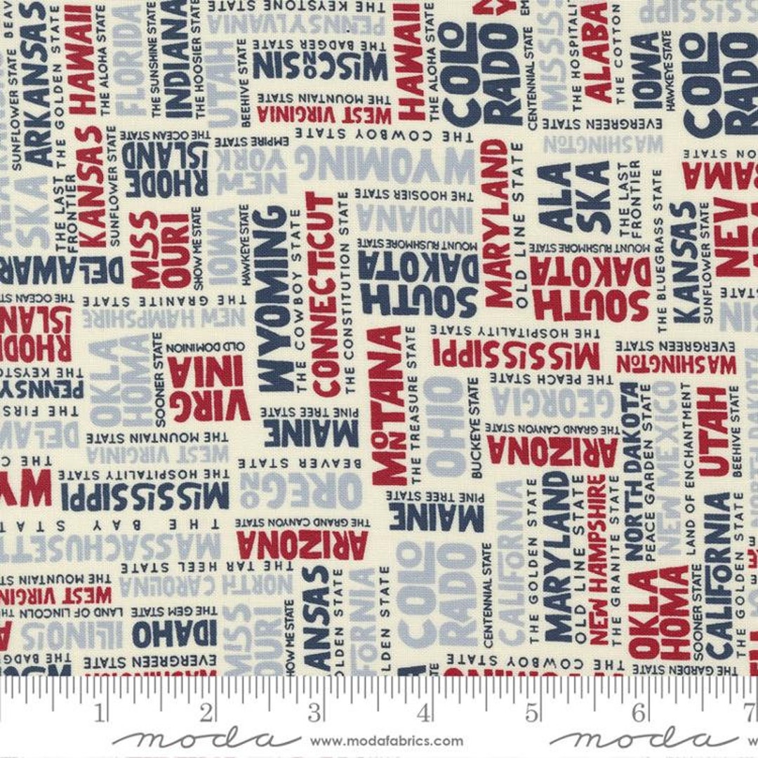 Moda "stateside" Text and Words Americana (55610-31) by Sweetwater - Etsy