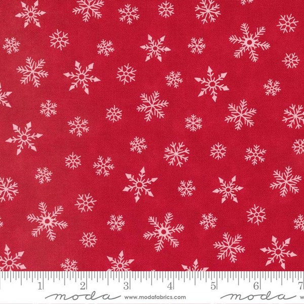 Moda "Holidays At Home" All Over Winter Snowflakes Berry Red (56077-15) by Deb Strain