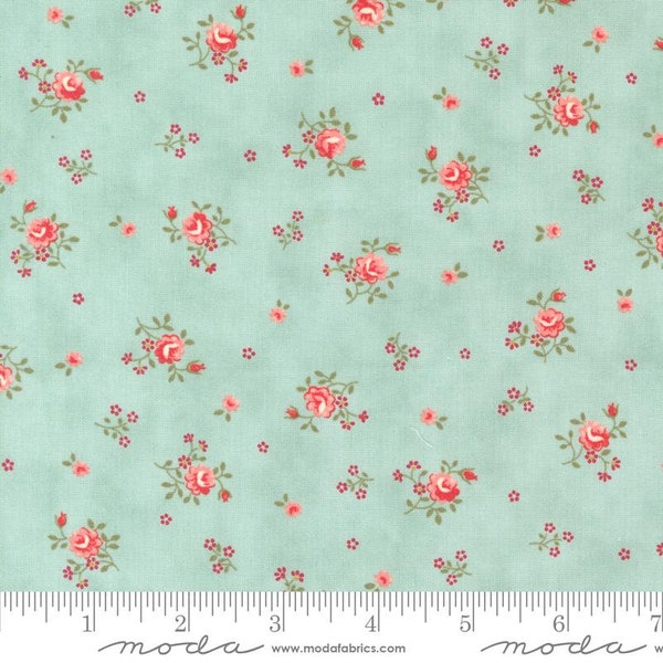 Moda "Collections for Cause Etchings" Peaceful Posies Small Floral Ditsy Aqua (44336-12) by Howard Marcus & 3 Sisters