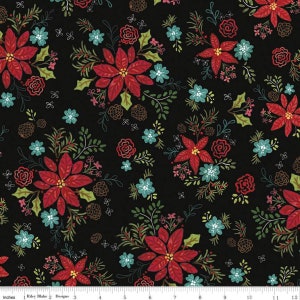 Riley Blake "Snowed In" Floral Black (C10811) by Heather Peterson