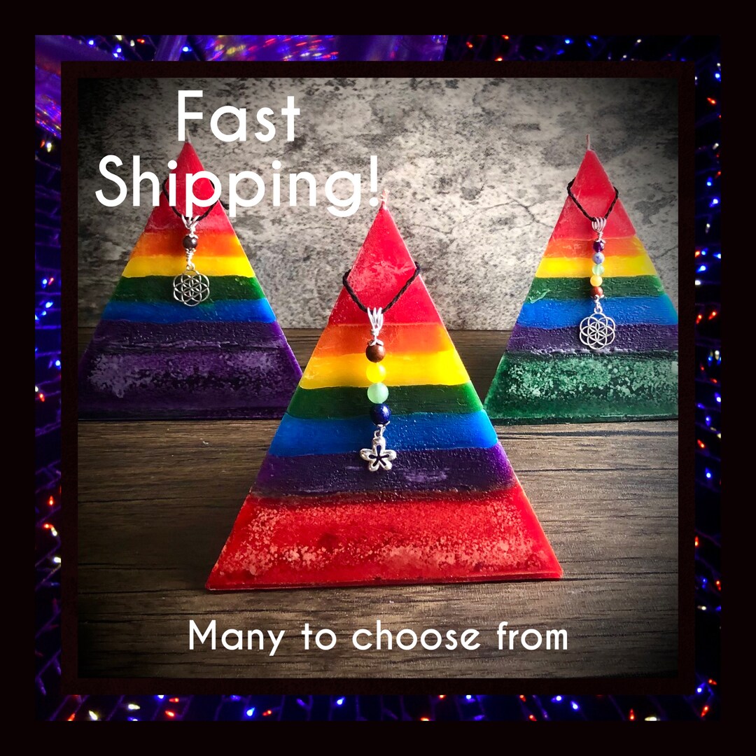 Rainbow Prize Pyramid Pillar Candle Candle With Surprises Etsy