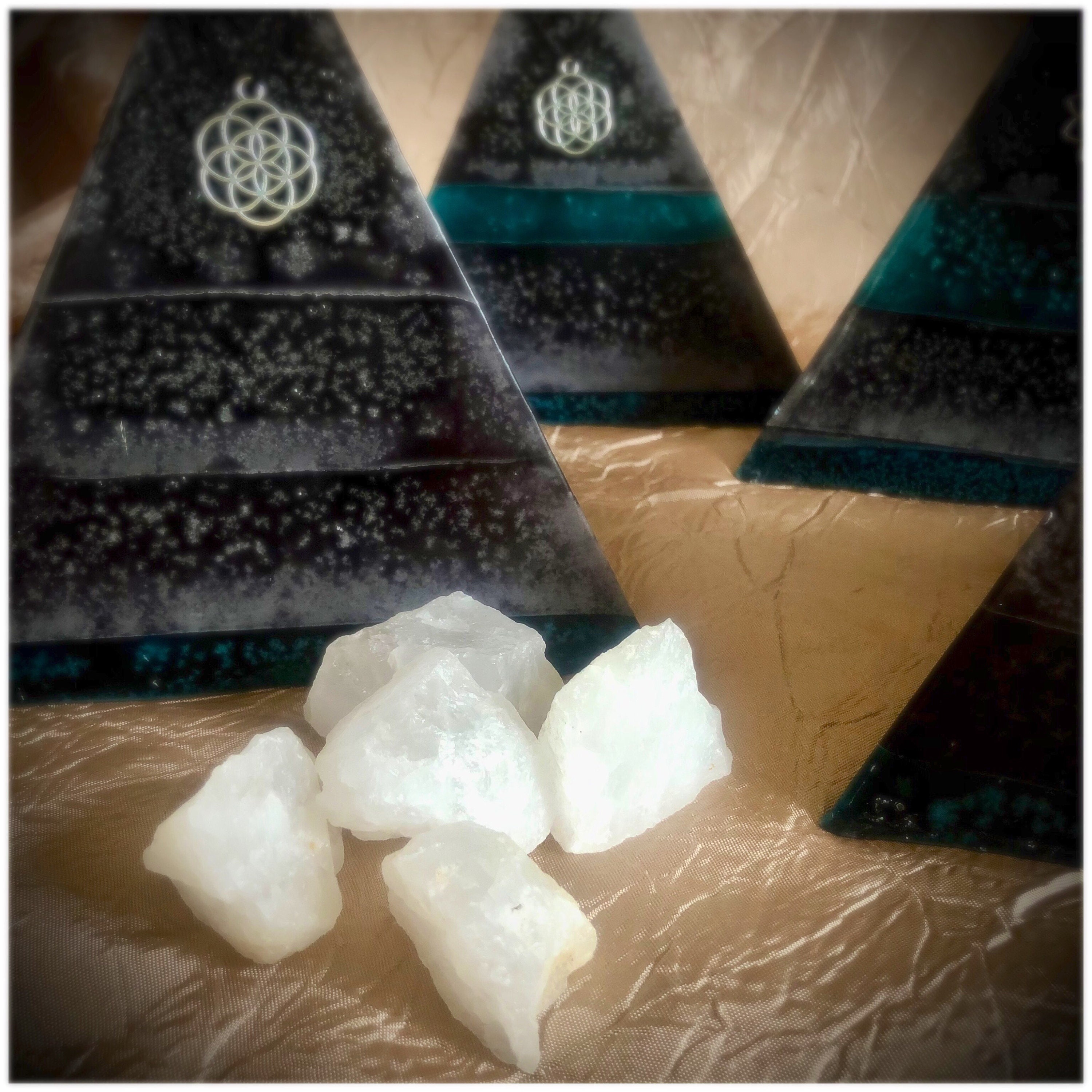 Large Pyramid Candle with Crystal inside Crystal infused Etsy