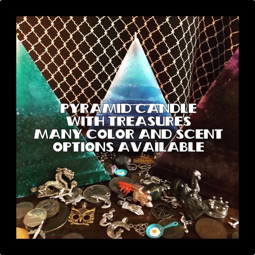 Large Pyramid Candle with treasures inside Charms Surprise Etsy