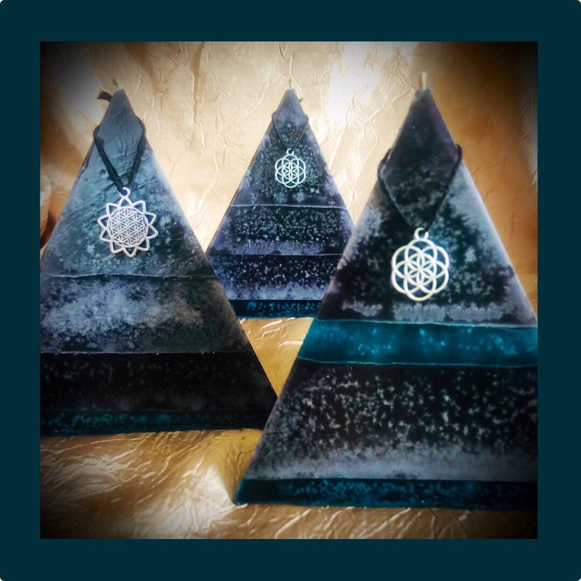 Large Pyramid Candle with Crystal inside Crystal infused Etsy