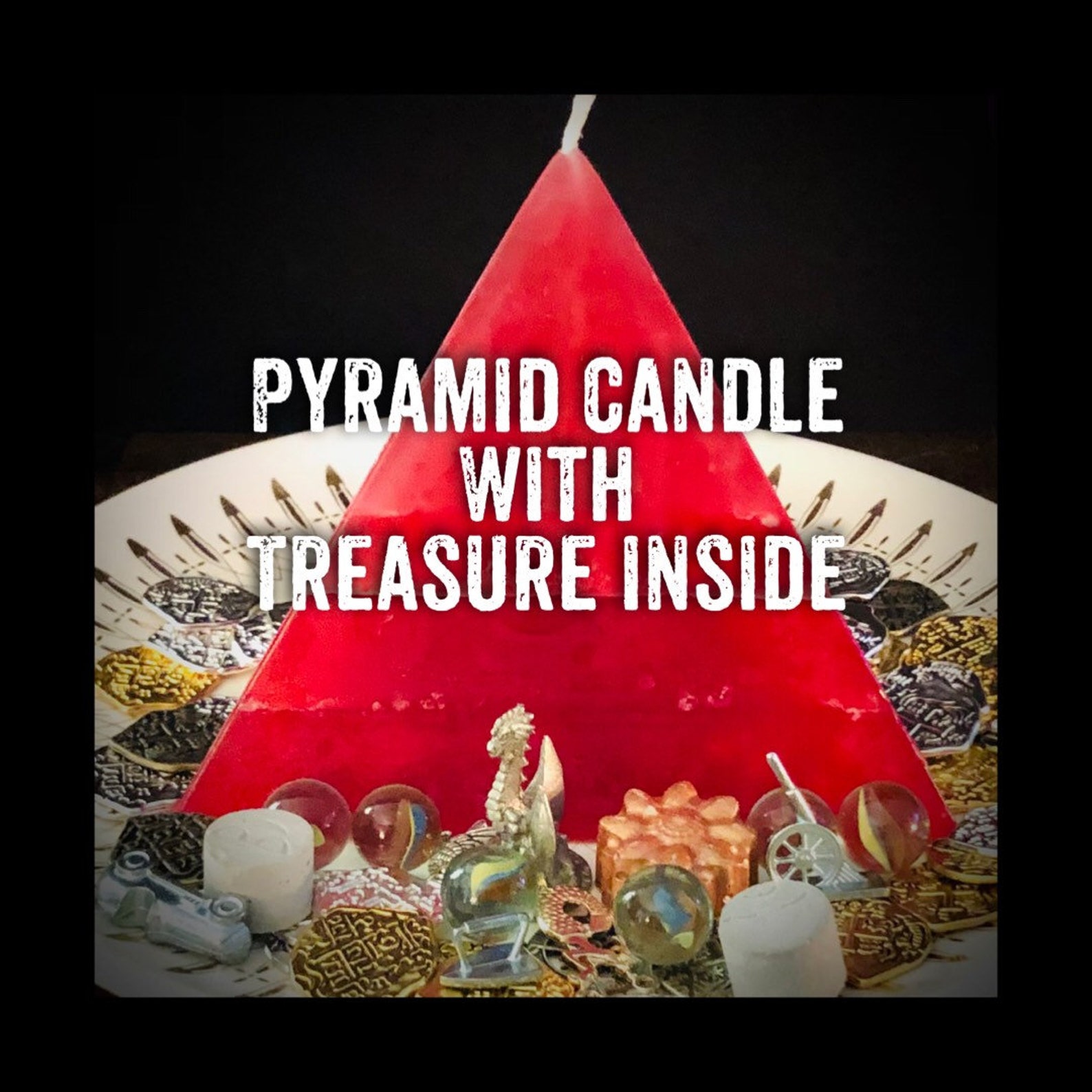 Treasure Pyramid Candle Charms and Crystals Surprise Candle Etsy