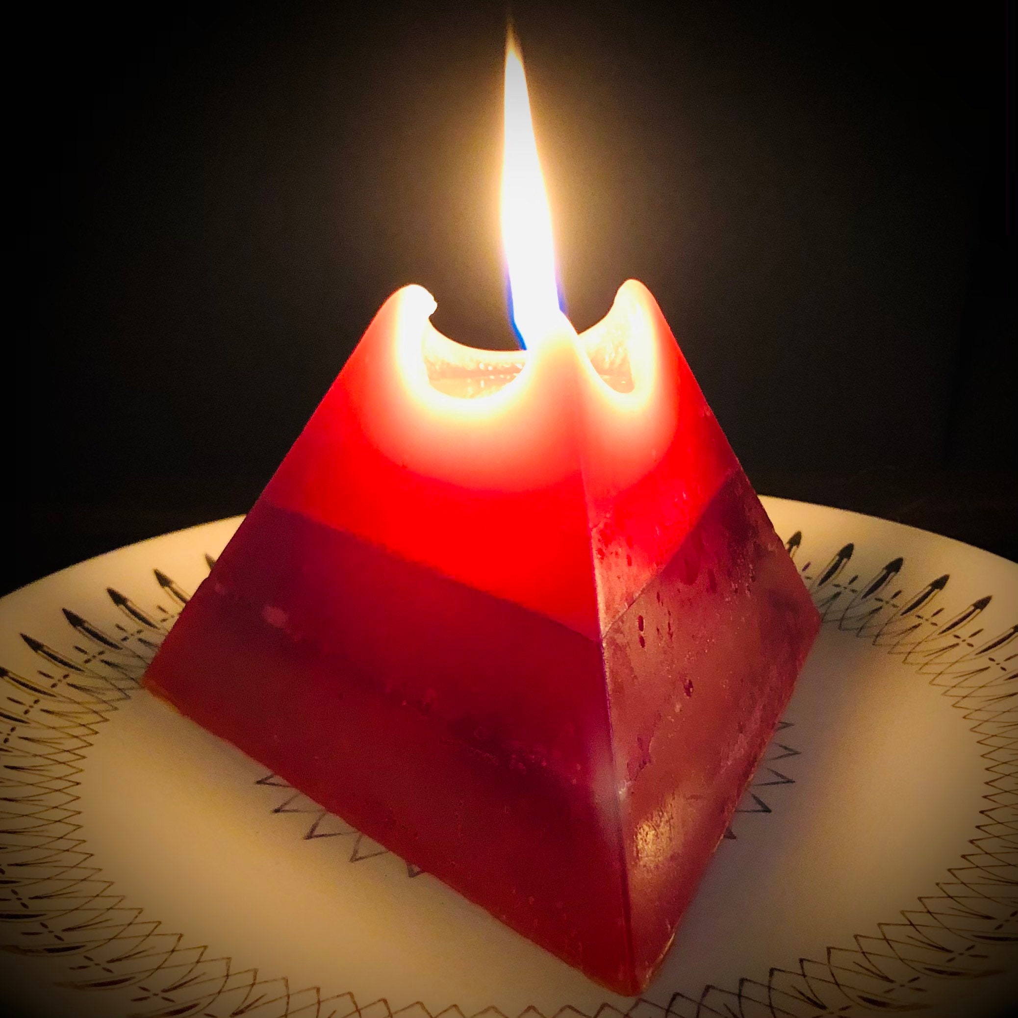 Large Pyramid Candle with Crystal inside Crystal infused Etsy