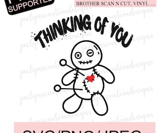 Digital Download- Funny Thinking of You Voodoo Doll Design For Tshirt, Mug, Sweater DIY-  Cricut/Silhouette Makers- Funny Gift Idea