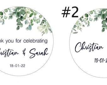 Personalized Eucalyptus Stickers, Labels for Weddings, Showers and Parties