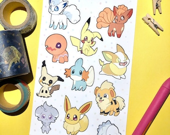 Pastel Pokemon Sticker Sheet