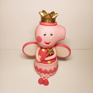 Peppa pig princess cake topper, little Peppa princess centerpiece, Peppa fondant topper image 1