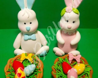 Rabbit easter cake topper, fondant bunny cake topper, easter cake toper, beautiful bunny cake topper