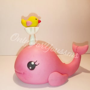 Fondant whale cake topper, whale birthday party decorations, whale baby shower decor, nautical baby shower, nautical birthday party