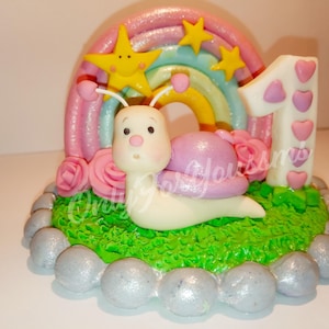 Snail fondant cake topper, birthday cake topper, 1st birthday cake topper, baby birthday cake topper
