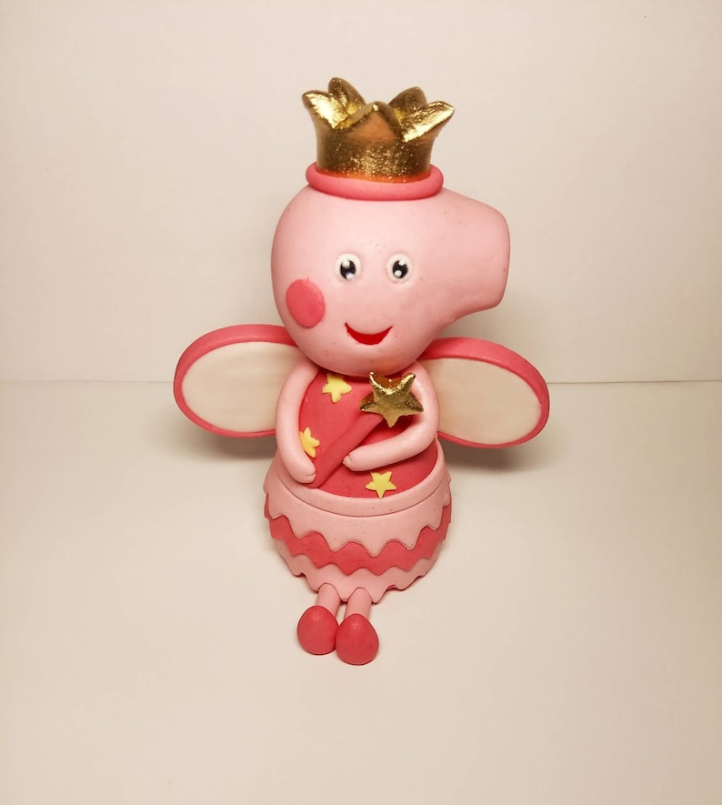 Peppa pig princess cake topper, little Peppa princess centerpiece, Peppa fondant topper image 1