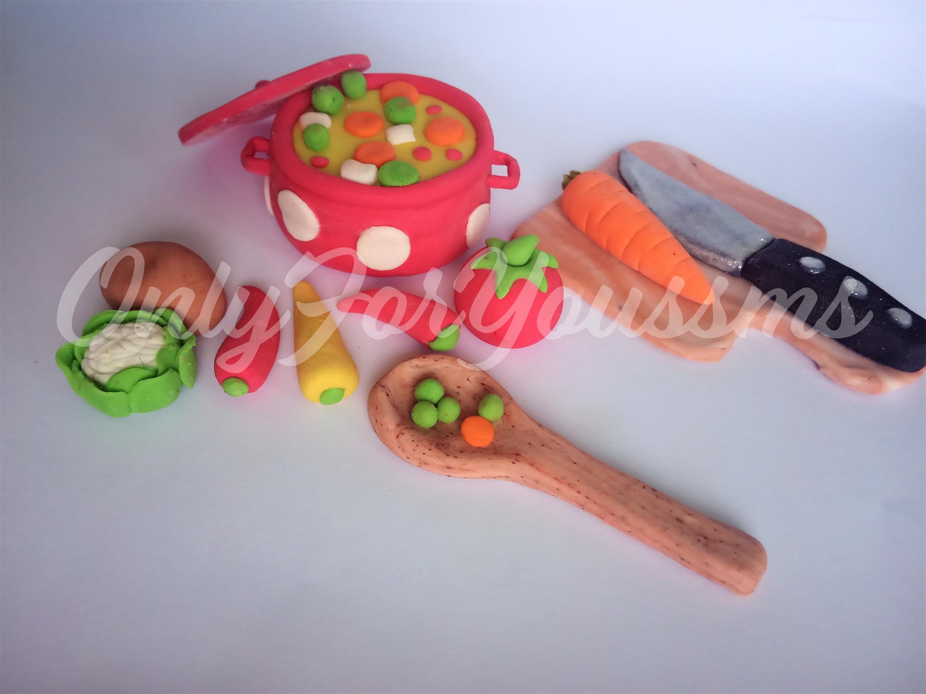 Cooking Fondant Cake Topper, Kitchen Themed Fondant Topper, Fondant Pot ...