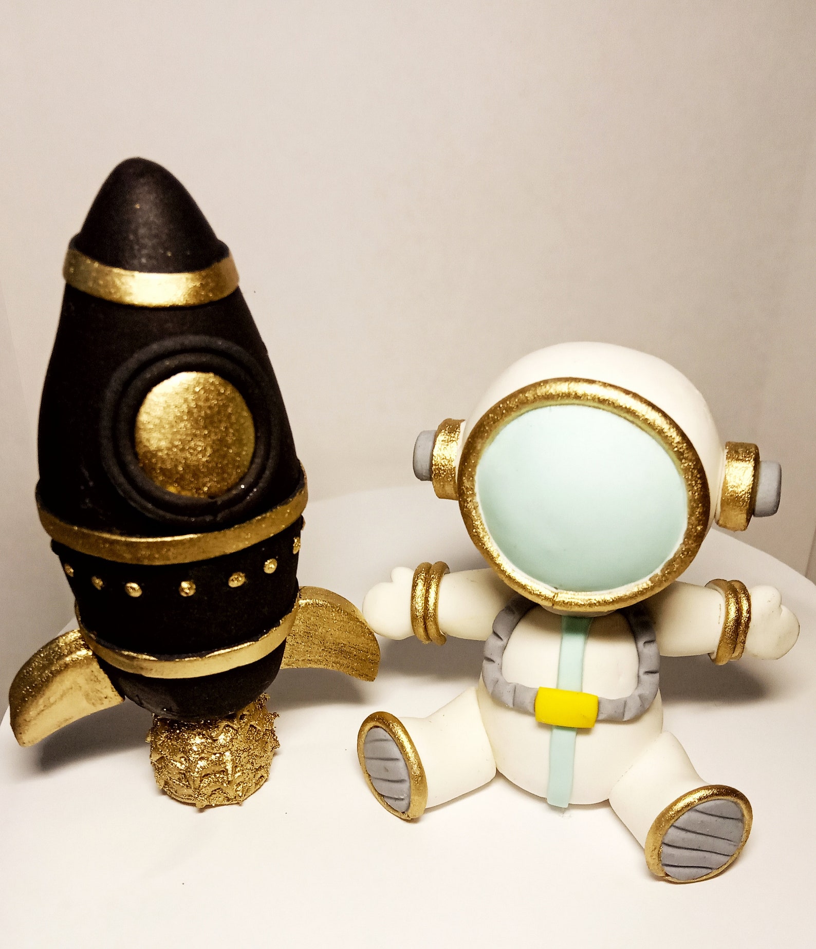 Fondant Astronaut and Rocket Cake Topper for Space Birthday Etsy