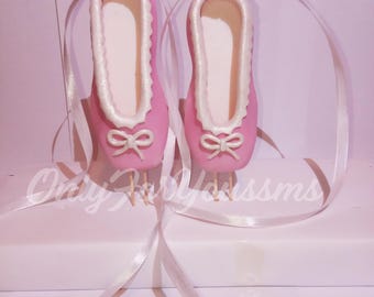 Ballerina shoe (ballet slippers) cake topper made out of fondant