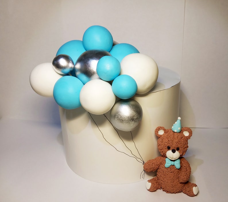 Fondant Teddy Bear With Balloons Cake Topper Fondant Cake - Etsy