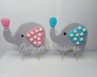 Baby Boy Elephant cake toppers,Baby Girl Elephant cake toppers, fondant elephant cake toppers, birthday, baby elephant cake toppers,