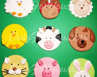 Farm fondant cupcake topper