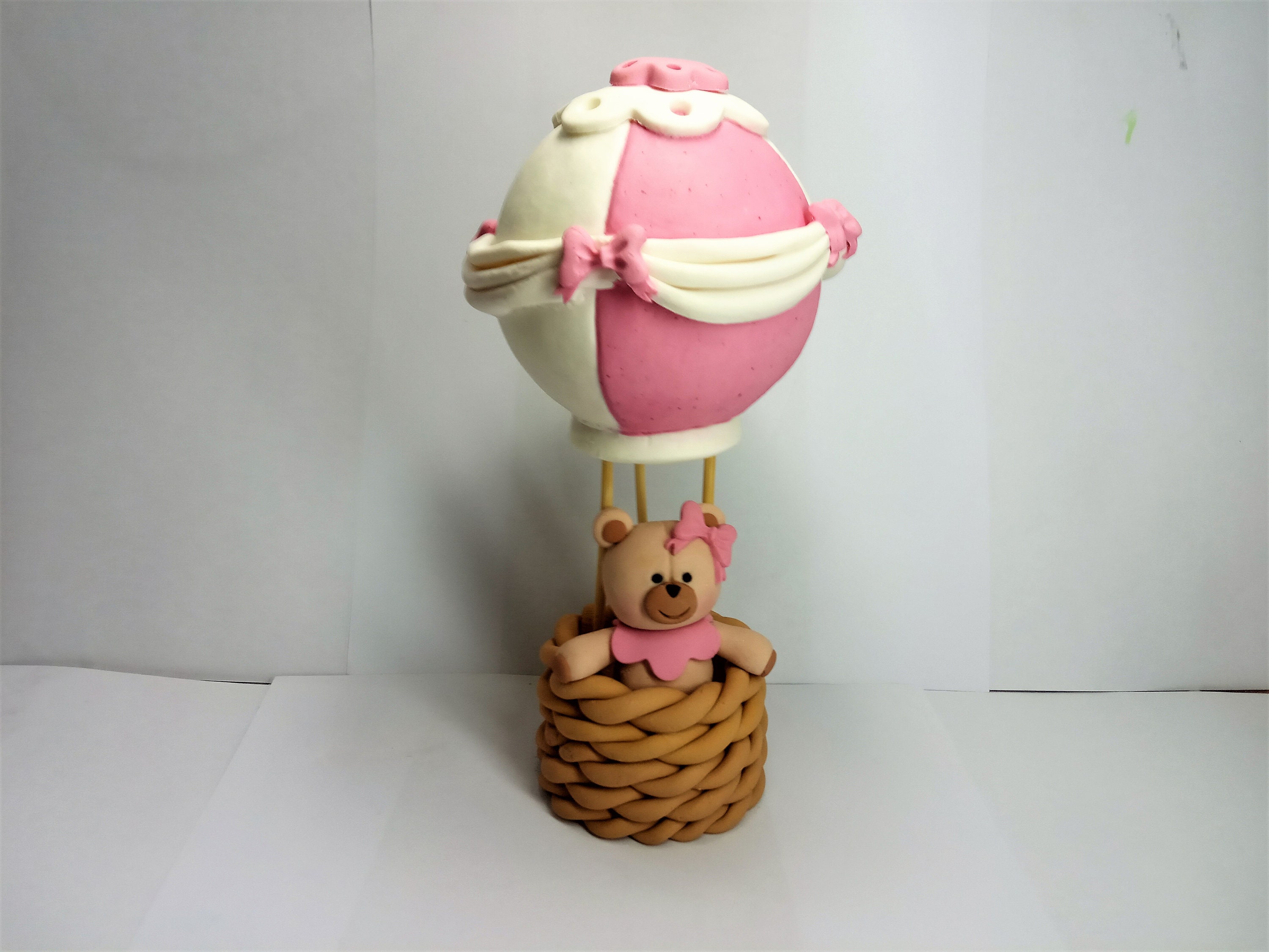 Hot Air Balloon Teddy Bear Fondant Cake Topper, 3D Fondant Cake Topper ...