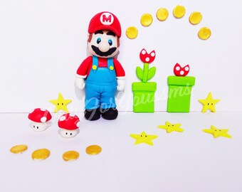 3D Super Mario Bros inspired Fondant Topper- Mario, Piranha plant and more