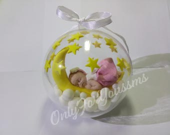 Cute Sleepy baby, 3D Cake Topper, Birthday or Baby Shower Cake Topper, Moon, stars and clouds Cake Topper,