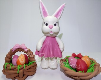Rabbit easter cake topper, fondant bunny cake topper, easter cake toper, beautiful bunny cake topper