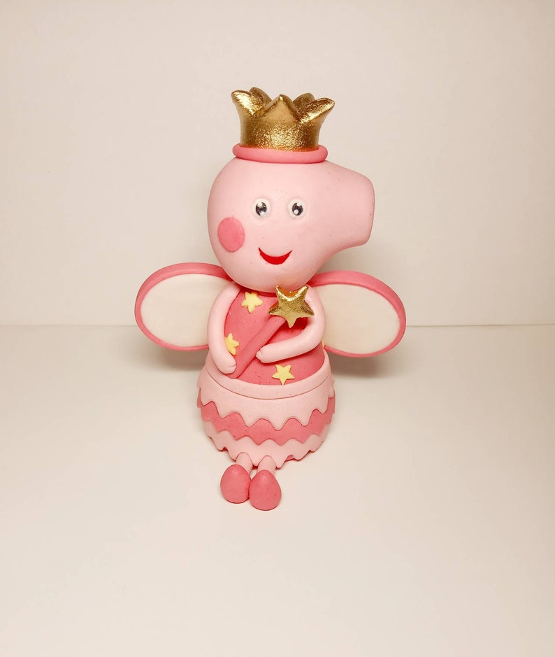 Peppa pig princess cake topper, little Peppa princess centerpiece, Peppa fondant topper image 4