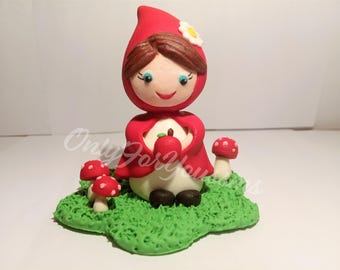 Little Red Riding Hood fondant cake topper - Nursery rhyme fondant topper, fairy tale fondant topper