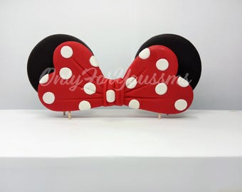 Minnie Mouse inspired Fondant Cake Decor,Mouse bow and ears,