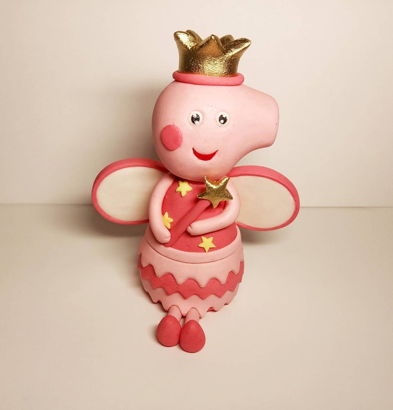 Peppa pig princess cake topper, little Peppa princess centerpiece, Peppa fondant topper image 3