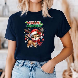Whimsical Christmas Deer T-Shirt: Merry Holiday Tee