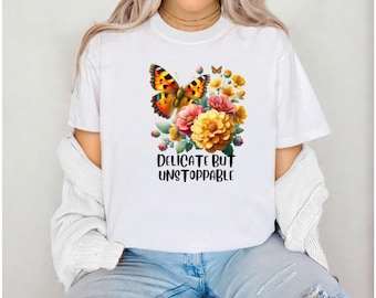 Butterfly Floral Graphic T-Shirt, Comfort Colors Nature Tee