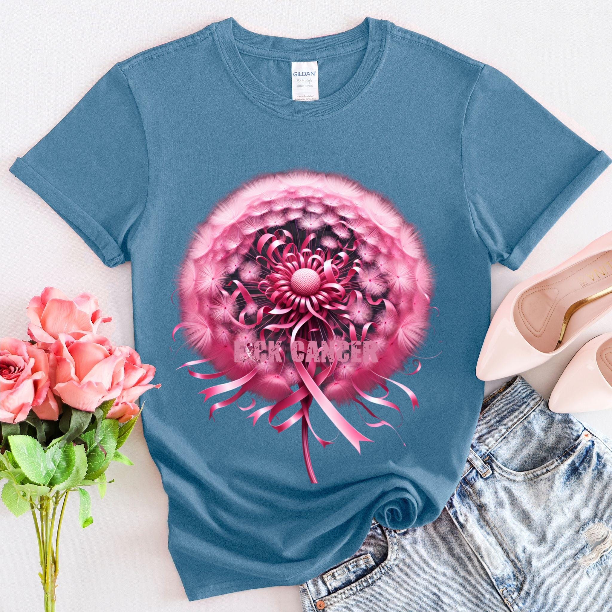 Fresh Tees "F*ck Cancer" Ribbon Shirt - Breast Cancer Awareness Unisex T-Shirt For Survivors & Supporters