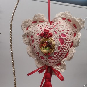 Love Gift ornament Shabby Chic Rose and Cream Heart Ornament