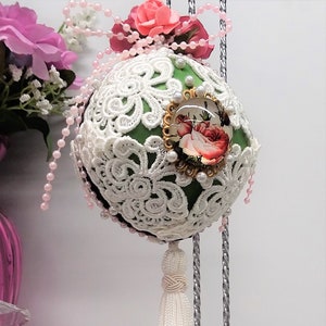 Ornate  ornament &quot;December Rose&quot; Shabby Chic LACE ORNAMENT