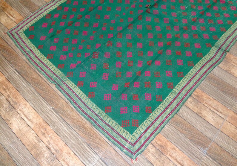 Indian Kantha Quilt Handmade Vintage Fine Kantha Quilt Reversible Blanket Twin Ralli Floral Cotton Kantha Bedcover Old Gudari Cotton Throw