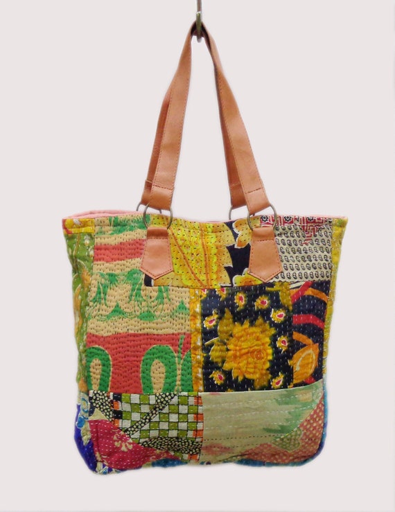 Vintage Cotton Kantha Bag Handmade Patch Handbag … - image 1