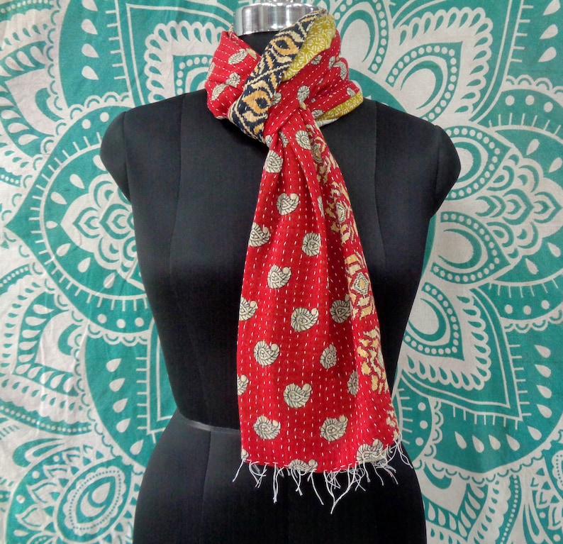 Wholesale Lot Handmade Kantha Scarves: Vintage Recycled Cotton Neck Wrap image 3