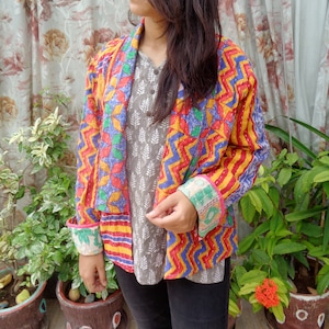 Wholesale Lot Jackets VINTAGE Cotton Kantha Jacket Assorted Colors Indian Short Boxy Jacket