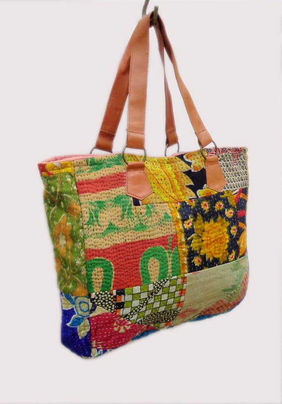 Vintage Cotton Kantha Bag Handmade Patch Handbag … - image 2