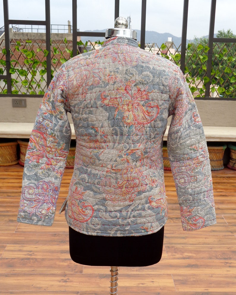 Indian Cotton Jacket Women Quilt Jacket Reversible Paisley Etsy