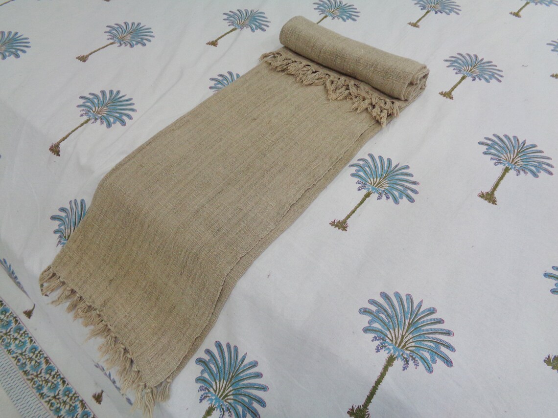 Handloom Throw Blanket Raw Indian Cotton Throw With Fringes Etsy