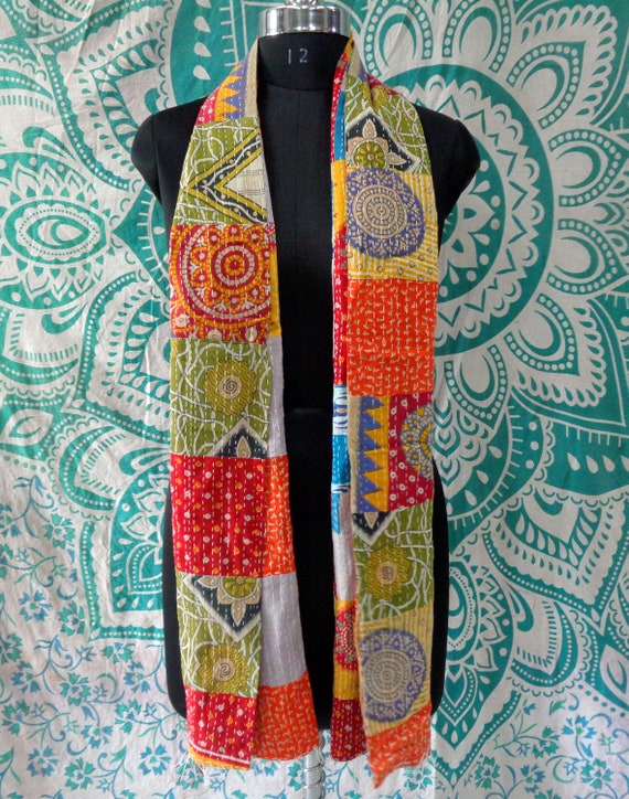 18x72 Inch Handmade Cotton Kantha Scarf Women Nec… - image 3