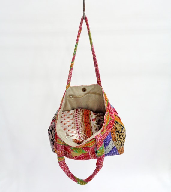 Handmade Multicolor Kantha Bag/Vintage Cotton Kan… - image 2