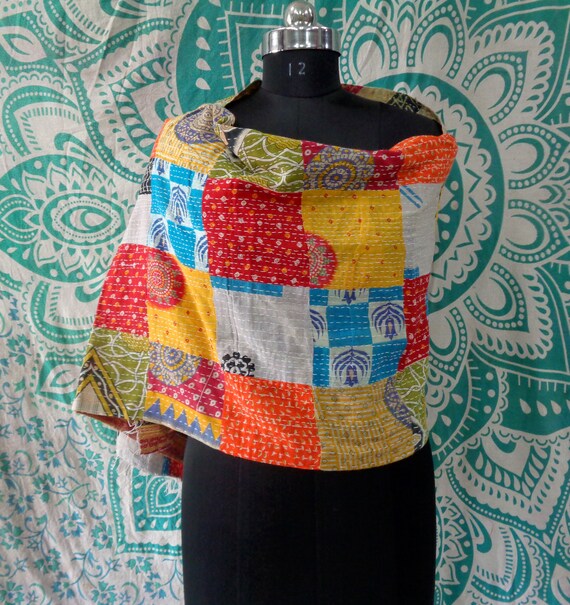 18x72 Inch Handmade Cotton Kantha Scarf Women Nec… - image 1