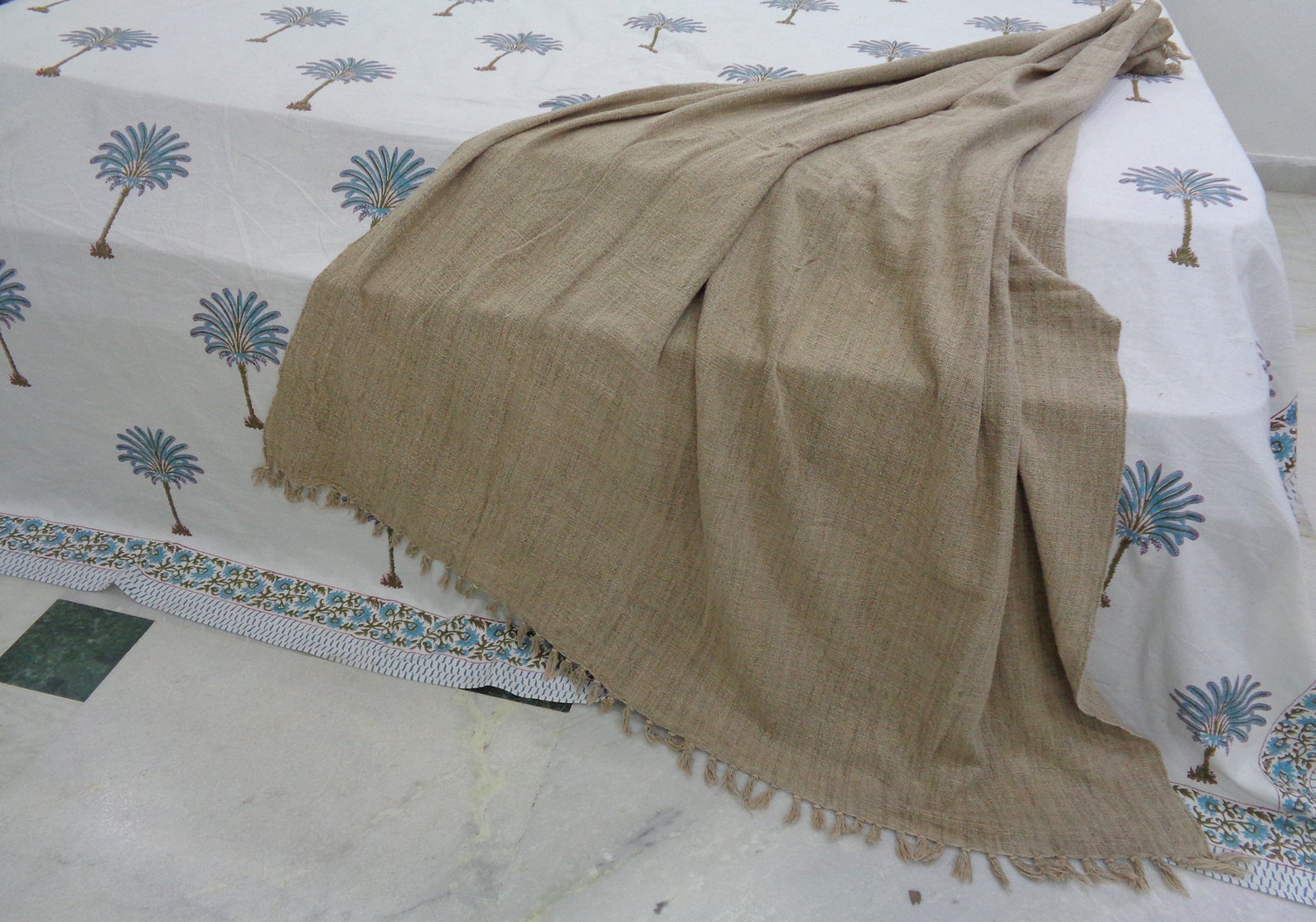 Handloom Throw Blanket Raw Indian Cotton Throw With Fringes Etsy