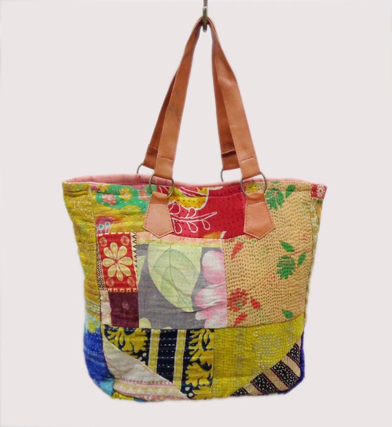 Vintage Cotton Kantha Bag Handmade Patch Handbag … - image 3