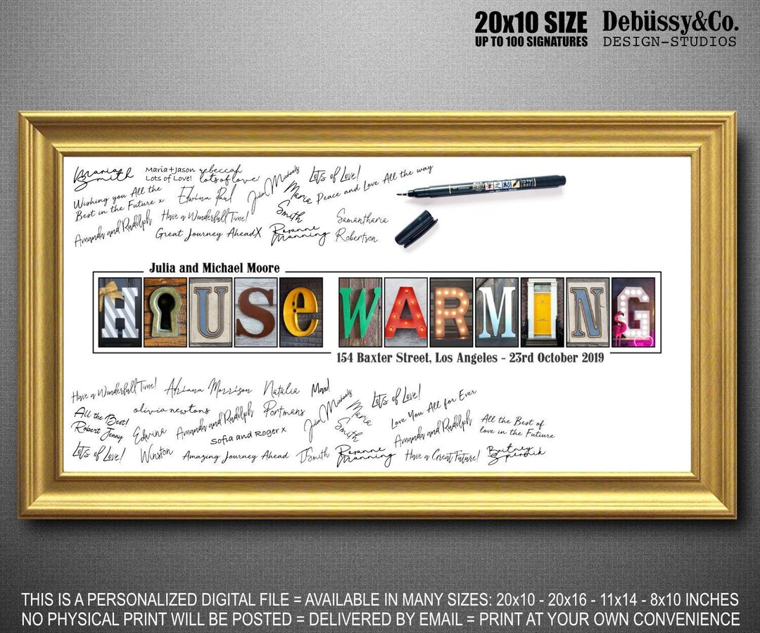 Housewarming Guest Book Party Decorations, Personalized New Home Gift